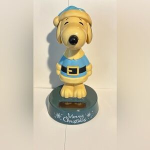 Peanuts Snoopy Merry Christmas 5" Holiday Solar Head Moving Figure Rare Blue